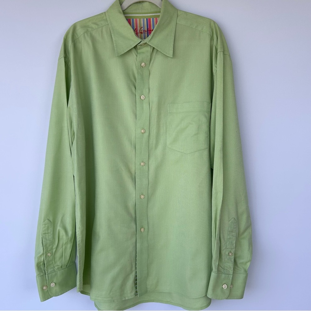 Robert Graham Men’s Long Sleeved Button Up Shirt Standard Collar Lime Size 2XL